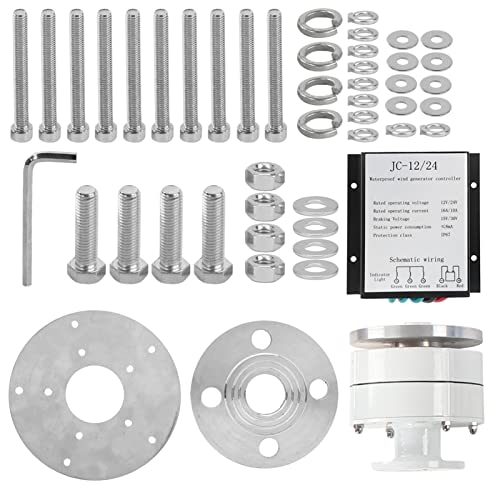 Luqeeg 1200W Wind Turbine Generator, 12V 24V 48V Wind Vertical Axis Generator with Controller, 5 Leavies Wind Turbine Generator Kit for Boats, Terraces, Cabins(1)