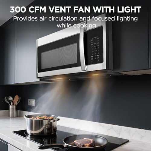 BLACK+DECKER Over the Range Microwave Oven with Air Fryer, Convection, and Bake Modes, 1.5 cu.ft., Stainless Steel, 900 Watts, EC942K6CE-SS