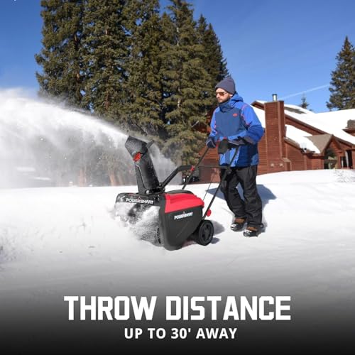 PowerSmart 21" Electric Snow Blower,15 Amp Motor, 2100 RPM, 30 ft Throwing Distance, LED Light for Enhanced Visibility, Corded Design,Perfect for Driveway,Garden, Deck,Garage