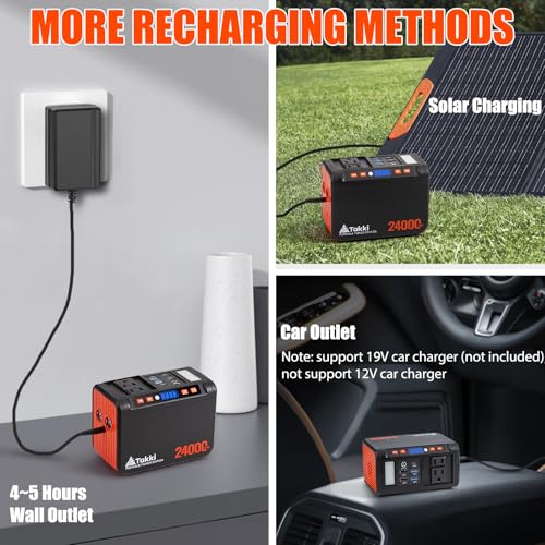 Takki 88.8Wh Portable Power Station Lithium Battery Small Generator Power Bank with 110V AC Outlet Battery Backup for Camping Home Use Emergency(Solar Panel Optional)