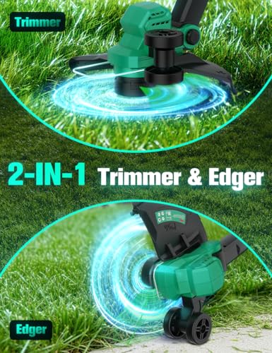 KIMO Weed Wacker and Blower Combo with 2 x 2.0Ah Battery & Charger, 12 Inch Electric Weed Eater w/6pcs Line Spools, 4-in-1 Leaf Blower Cordless w/Vacuum, 3 Nozzles & 20" Extended Tube for Yard, Garden