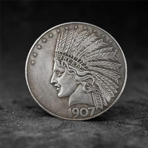 2PCS Decorative Commemorative Coin Replica – Indian Head Style Design, Silver-Plated Brass, Non-Monetary Display Token for Home & Office Decor