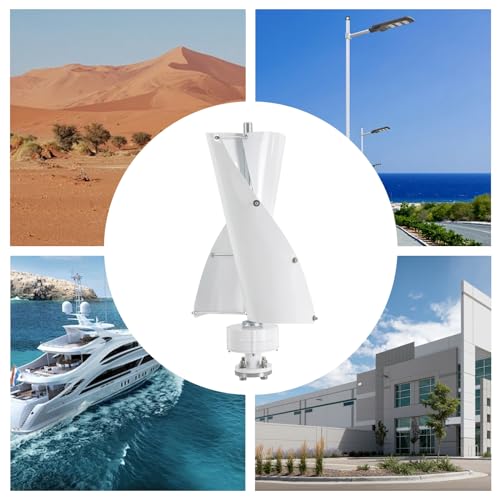 SBPKMARSCT Wind Turbine, 100W 42.65ft/s Vertical Axis Wind Turbine Generator Home Windmill Kit Hybrid Wind System with Controller for Home, Business, Industrial Energy Supply (100W 12V White)