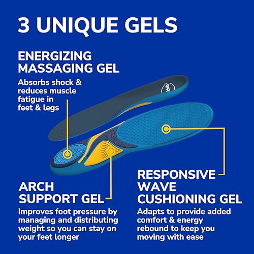 Dr. Scholl’s Energizing Comfort Men’s Everyday Insoles with Massaging Gel - Clinically Proven, All-Day Energy and Comfort Inserts with Patented Triple Gel Design - Shock Absorbing, Arch Support