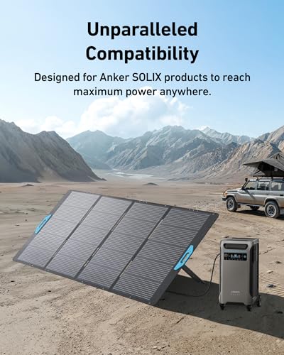 Anker SOLIX PS400 Solar Panel with Adjustable Kickstand, 400W Foldable Portable Solar Charger, IP67 Waterproof, Smart Sunlight Alignment, for Camping, RVs, Only for Powerhouse 767 (Renewed)