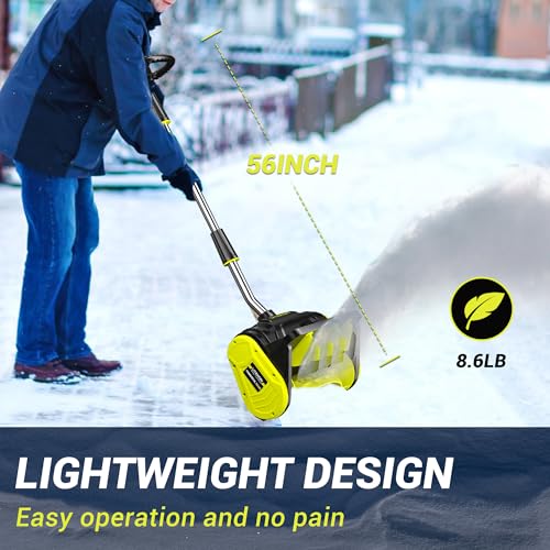 Litekon 40V Brushless Cordless Snow Shovel, 13-Inch Electric Snow Blower with 2X 4.0Ah Batteries & Charger, Battery-Powered Snow Removal with 16.5FT Throw Distance for Patio, Deck, Driveway,Green