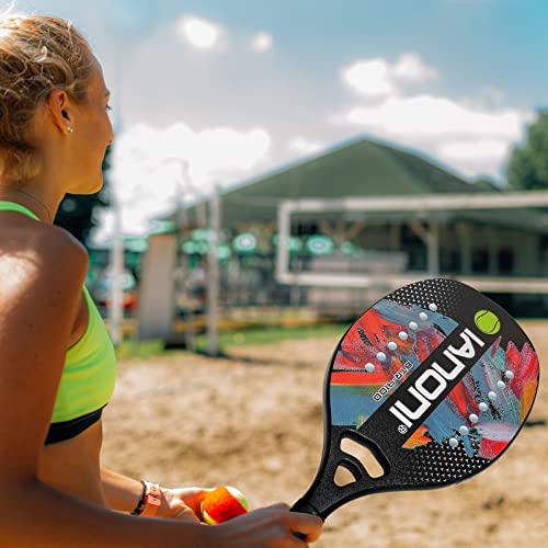 Beach Tennis Paddle Beach Tennis Racket Carbon Fiber with EVA Memory Foam Core Tennis Paddles (Black)
