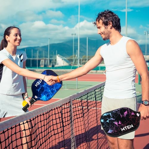 MTEN Pickleball Paddles, USAPA Approved Pickleball Paddles Set of 2, Fiberglass Surface Pickleball Set, 2Pickleball Rackets, 4 Pickleball Balls, 2Grip Tapes & Carry Bag for Men Women
