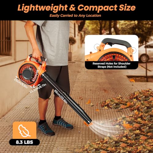 Gas Leaf Blower 26cc Handheld,2-Cycle Leaf Blower Gas,180 MPH,380 CFM,Cruise Control Powerful Gas Powered Blowers,for Lawn Care, Yard Debris & Light Snow