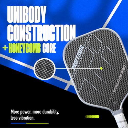 Professor Titanium Pro Square Pickleball Paddle - Designed with Titanium Carbon Fiber Weave Surface - 16MM Foam Injected Thermoformed Core