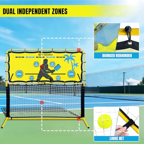 G-SQAURED 6X6Ft 2 in 1 Pickleball Rebounder Net - Adjustable Angle Training System & Standard Game Net, Durable Iron Frame with 28KG Tension Ropes for Backyard Practice