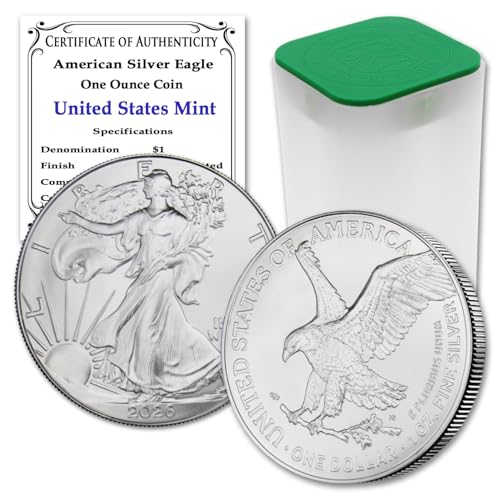 2026 - Lot of (10) 1 oz American Silver Eagle Coins Brilliant Uncirculated with Certificates of Authenticity $1 Seller BU