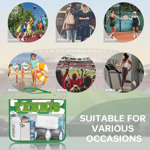 PPeen Tennis Gifts Tennis Bags Accessories for Women Makeup Cosmetic Bags Chenille Letter Clear Zipper Toiletry Pouch