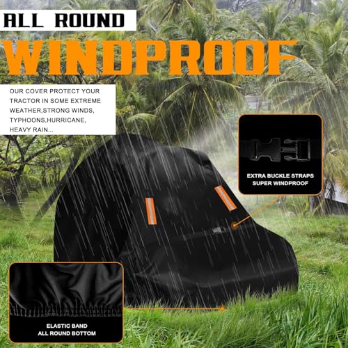 Outdoor Zero-Turn Mower Cover Waterproof,Heavy Duty 600D Tearproof Anti-UV, Universal Fit Riding Lawn Tractor Covers Up to 60" Decks,All Season Using, Windproof Nylon Buckle,79"Lx46"Wx55"H-Premium