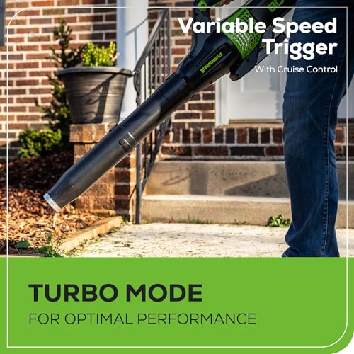Greenworks 80V 21” Brushless (Self-Propelled) Cordless Electric Lawn Mower + (580 CFM) Axial Leaf Blower (75+ Compatible Tools), 4.0Ah Battery and 60 Minute Rapid Charger, Green and Black