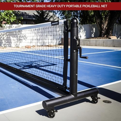 Dominator PRO Black Portable Pickleball Net - Heavy Duty USAPA Compliant Portable Regulation Pickleball Net - Indoor/Outdoor Aluminum Rust Proof Frame w/Adjustable Net Tension & Locking Wheels