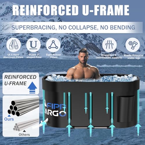 Ice Bath Tub for Athletes - 129 Gal Cold Plunge Tub for Recovery, Portable Bathtub Adult, Outdoor Large Oval Ice Plunge for Ice Bath, Cold Tub for Home, Gyms, Indoor, and Cold Water Training