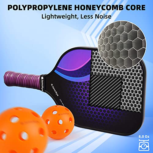 JoncAye Pickle-Ball Paddles Set of 2, Graphite Fiberglass Surface for Power & Control, USAPA Approved Rackets for All Ages, Beginners, Intermediate, with Outdoor Indoor Balls, Carry Bag, Grip Tape