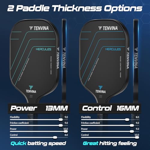 NHYHN TENVINA Pickleball Paddle, Multi-Layer T700SC Textured Carbon Fiber Pickleball Paddle, 13MM Thicknesses Core, Strong Power and Spin Surface, USAPA Approved Pickle Ball Paddle