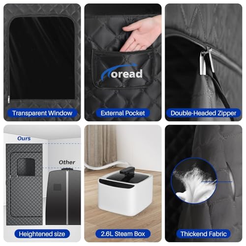 TOREAD Portable Steam Sauna for Home, Personal Sauna Tent Home Sauna Box, Remote Control, 9 Adjustable Steam Levels, Compact & Easy Storage, Ideal for Relaxation