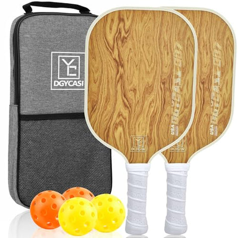 Pickleball Paddles Set of 2, 2026 USAPA Approved Pickleball Set, Fiberglass Lightweight Pickle Ball Rackets 2 Pack, 2 Outdoor Pickleball, 2 Indoor Pickleball Balls, 1 Pickleball Bag for Women and Men