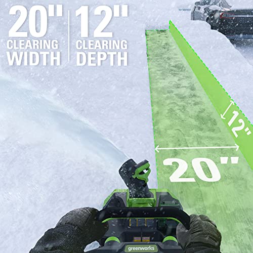 Greenworks 2605302 40V 20’’ Brushless Snow Thrower 6Ah Battery and Charger Included