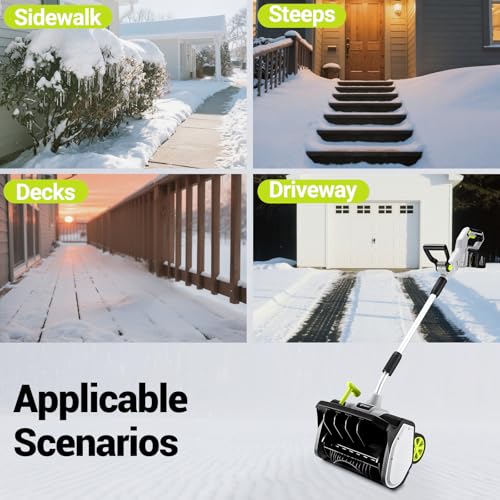 Cordless Snow Shovel: DEKOPRO 40V|17-Inch Cordless Snow Blower，Electric Snow Shove with Adjustable Chute, Lightweight Electric Snow Blower for Sidewalks & Stairs (2×20V Batteries)