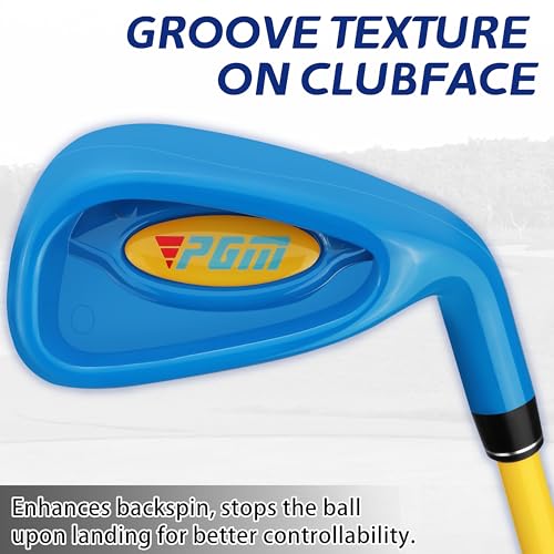 PGM Children's Golf Club Set - Can Hit Real Balls, 3 Pieces Clubs Includes Wood, Iron, and Putter, Great for Beginner Boys and Girls, Instructional Training Set