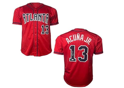 Ronald Acuna Jr. Autographed Red Baseball Jersey JSA