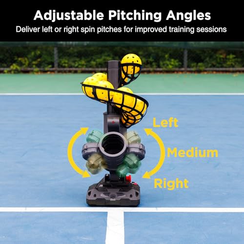 Furlihong 388PBH Pickleball Machine, 4 Adjustable Angles, Includes 9 Pickleballs, Powered by Power Bank/Battery, for Beginners