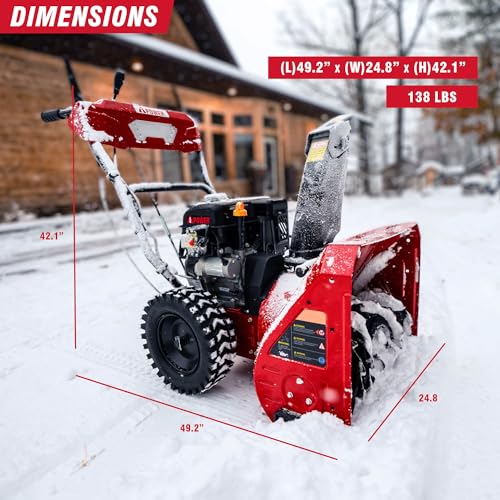 A-iPower 24 Inch Two-Stage Gas Snow Blower, Self-Propelled Snow Clearing Power, 212cc Engine with Electric Start, 190°Chute Rotation, LED Light