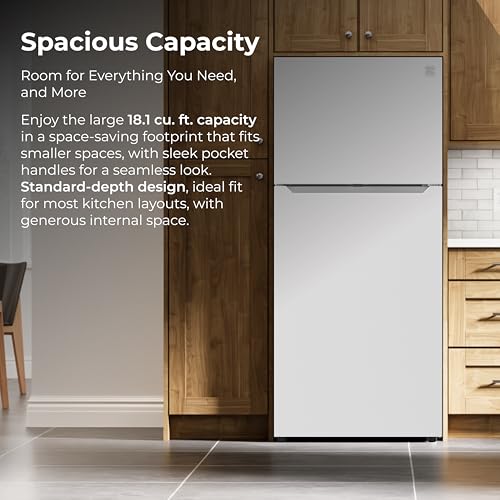 Kenmore 30" Top Mount Refrigerator with Freezer - Adjustable Shelving, Humidity-Controlled Crispers, LED Lighting, ENERGY STAR Certified, Garage Ready, 18.1 cu. ft. Capacity - White
