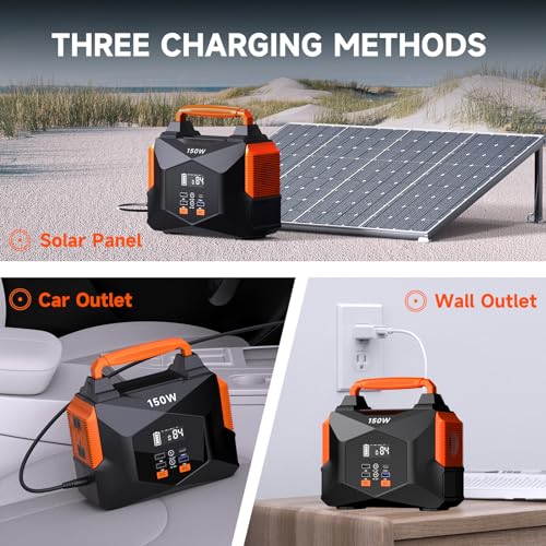 Portable Power Station for Camping, 150W 146Wh Portable Generator for Home & Outdoor Use, Quiet Power Bank with AC Outlet for Laptop, Travel, Emergency, CPAP & Backup