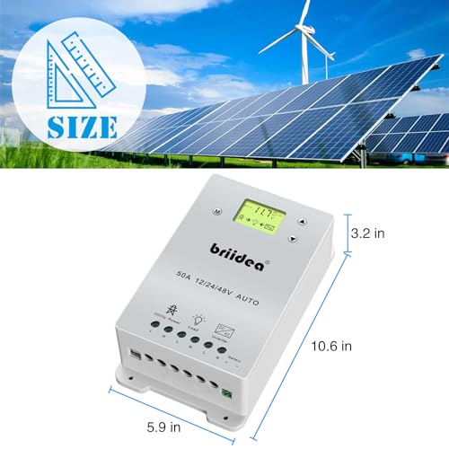 Automatic Transfer Switch, Briidea 50A 5500 Watt ATS Dual Power Controller for Off Grid Solar Wind Systems DC 12V 24V 48V AC 110V 220V
