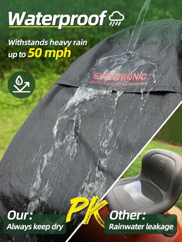 Eventronic Riding Lawn Mower Cover, 54" Lawnmower Covers For Outdoor, 420D Polyester Oxford Lawn Mower Cover Waterproof Heavy Duty, Riding Lawn Tractor Cover