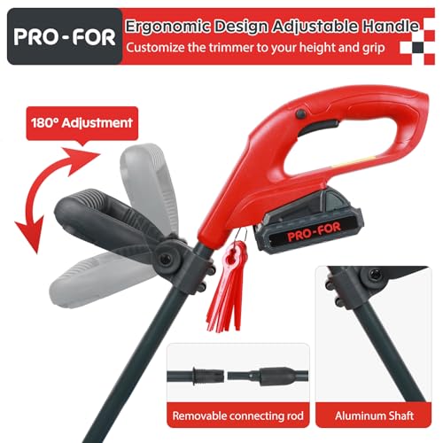 PRO-FOR 20V Lightweight Stringless Grass Trimmer, Battery Powered Weed Eater, Cordless Electric Weed Trimmer with Battery and Charger