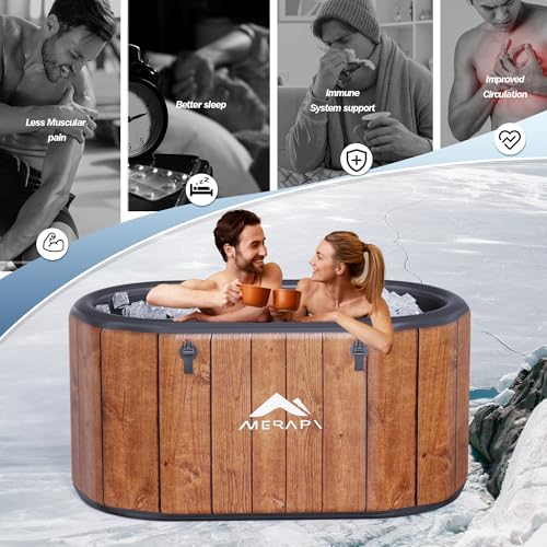 MERAPI XL 170 Gal Cold Plunge Tub with Cushion, Upgraded Ice Bath Tub for Athletes - Water Chiller Compatible - Inflatable Ice Bath at Home Recovery