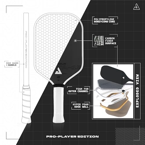 JOOLA Perseus MOD TA 15 Pro Player Edition Pickleball Paddle - Gen 3 Propulsion Honeycomb Core & Charged Carbon Surface Technology - Carbon Fiber Pickleball Paddle - More Power & Spin