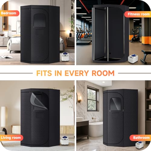 Fulove Steam Sauna Box, Portable Sauna for Home with 3L Steamer, Remote Control, Folding Chair and Mat,Indoor Sauna Tent for Weight Loss and Detox