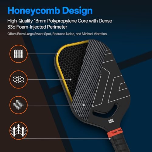 DGYGQ Pickleball Paddles, Carbon Fiber Pickleball Paddle with Polypropylene Honeycomb Core, Increased Power for Ultimate Spin & Consistency