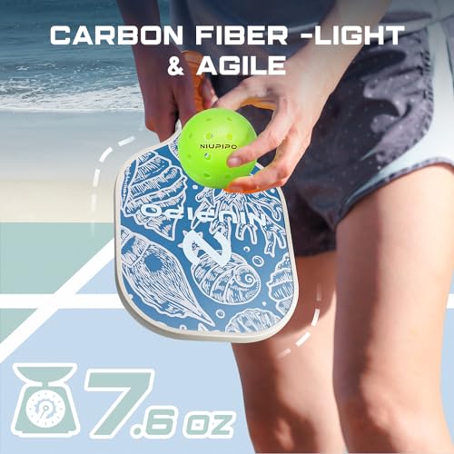 Pickleball Paddles, Lightweight Graphite Pickleball Paddle Set of 2, Pickleball Racket w/Polypropylene Honeycomb Core, Cushion 4.8In Grip and 4 Pickleballs for Beginners/Intermediate Players