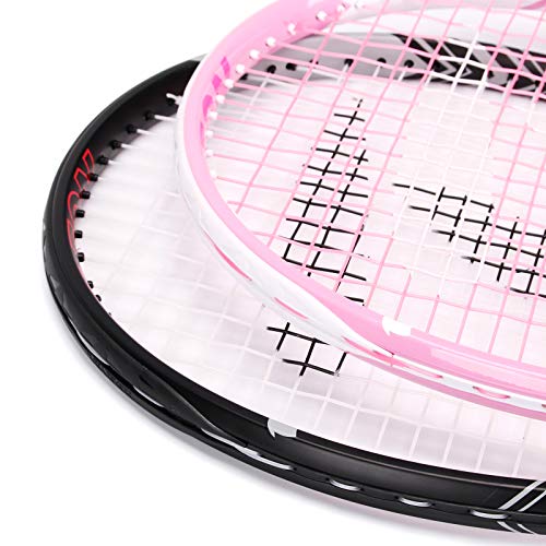 Teloon Tennis Rackets for Adults 2 pcs Recreational -27 inch Tennis Racquet for Men and Women College Students Beginner Tennis Racket.… (Black-Pink)