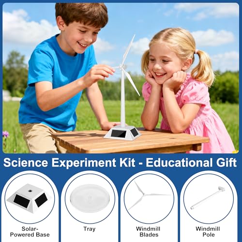 Solar Powered Windmill Model, Assembled Rotating Wind Turbine Generator Science Teaching Tool, DIY Solar Windmill Model Desk Home Decor Craft Education Gift