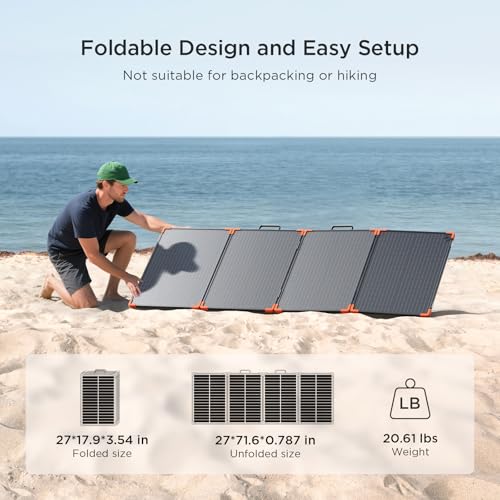 ZOUPW 200W Portable Solar Panel (Tempered Glass),Heavy-Duty Foldable Mono Solar Charger for Jackery Explorer 1000 v2/EcoFlow Delta 2/Bluetti,IP67 Waterproof Off-Grid Power for RV Camping Home Backup