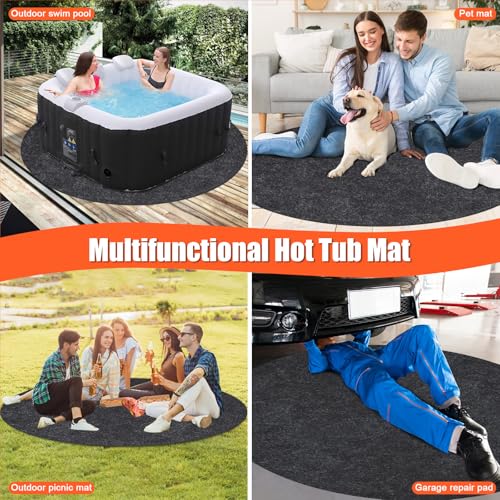Foandbevi [3MM Thickened] 90 Inch Hot Tub Pad Inflatable Hot Tub Mat, Slip-Proof Backing, Absorbent Spa Pool Ground Base Flooring Protector Mat for Protect Outdoor Tub Pool from Wear