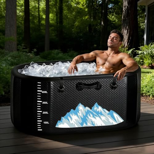 Large Ice Bath Tub with Cover - 248 Gallon Cold & Hot Plunge Barrel for Athletes, with Storage Bag (Ice Bath Tub)