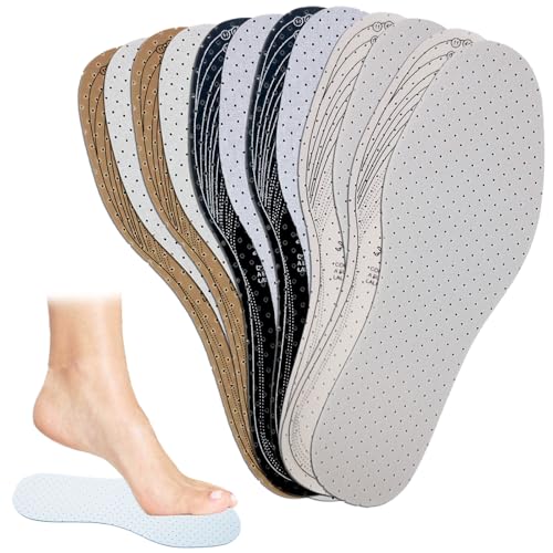 6 Pairs Unisex Breathable Shoe Insoles Inserts Double Layer Latex Foam Perforated Insole Cushioning Walking Comfort Replaceable Insoles for Men 5-11 Woman 2-8(Black, White, Brown)