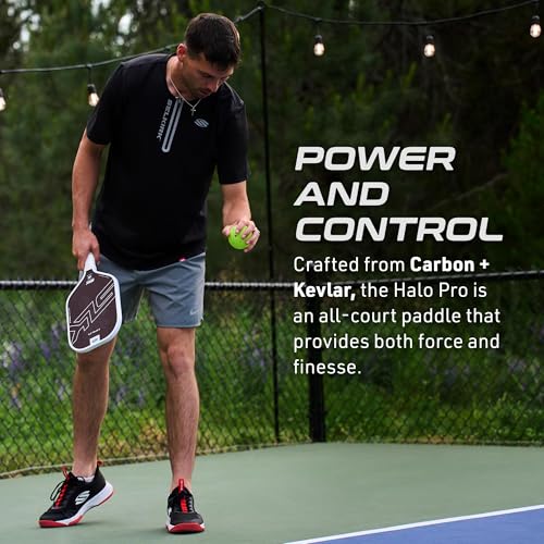 Selkirk Sport SLK Halo Pro MAX Pickleball Paddle | Raw Carbon Fiber Pickleball Paddles with a Rev-Core Power Polymer Core | Designed for Ultimate Spin & Power | Red