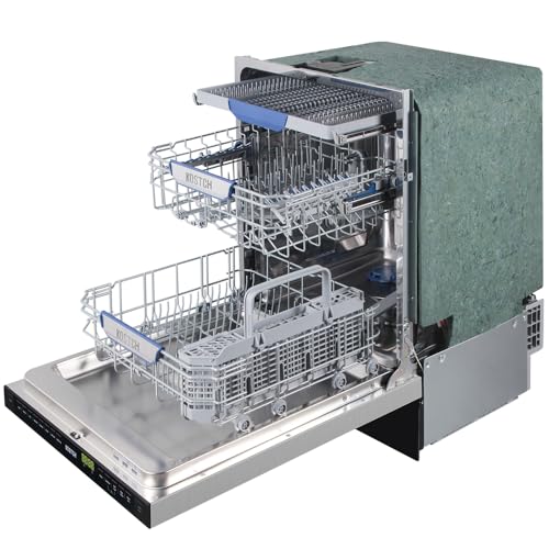 KOSTCH 24 inch Built-In Dishwasher,Top Control 8 Wash Programs Slide In DishWasher Machine with Third Rack,Large Capacity 15 Place Settings, ENERGY STAR Certified, 45-dBA Ultra-Quiet (Stainless Steel)