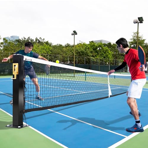 Pro Pickleball Court Net System, Pickle Ball Net Set,Regulation Net 22 FT with 2 Heavy Duty Steel Pickleball Posts, Premium-Grade Brass Winder,Surface Mount Ideal for Indoor or Outdoor Use